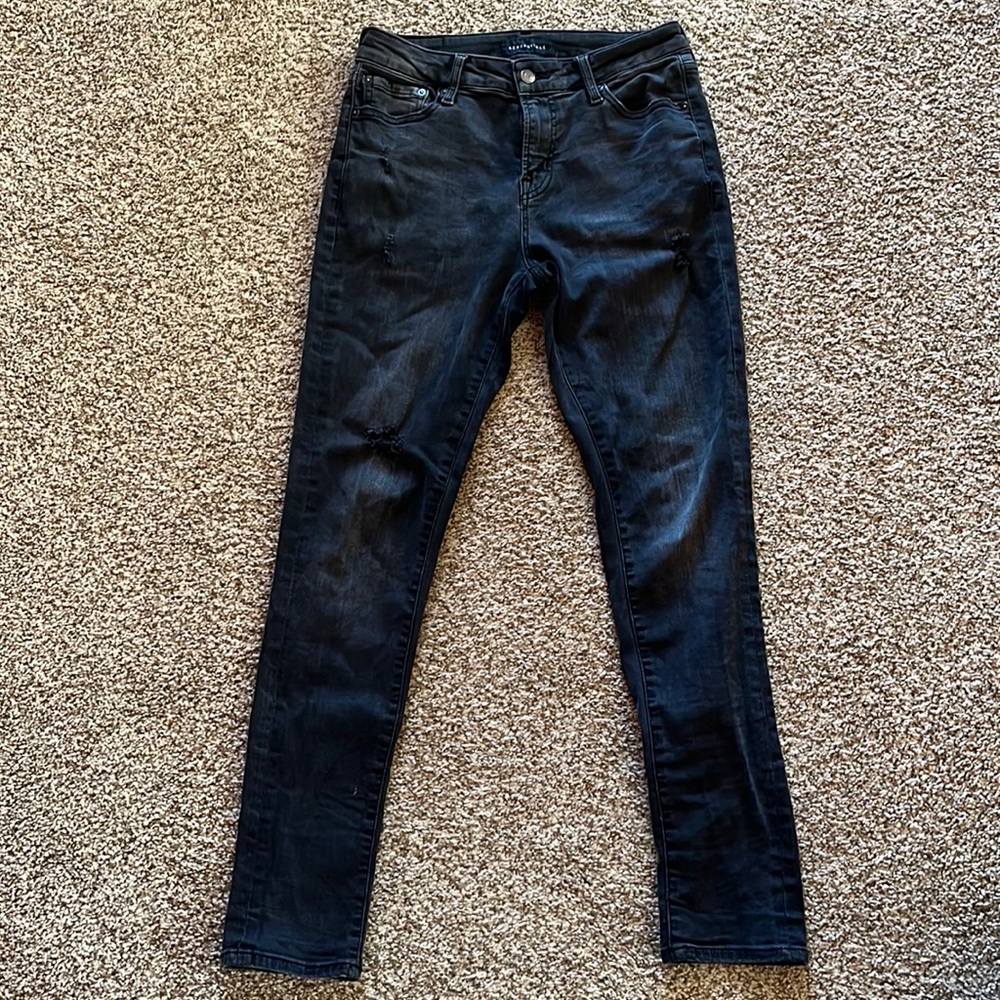Aeropostal Men’s distressed vintage washed black jeans. Athletic Skinny sz 28/30